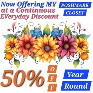 LIKE THIS LISTING TO BOOKMARK MY EVERYDAY 50% DISCOUNTED CLOSET